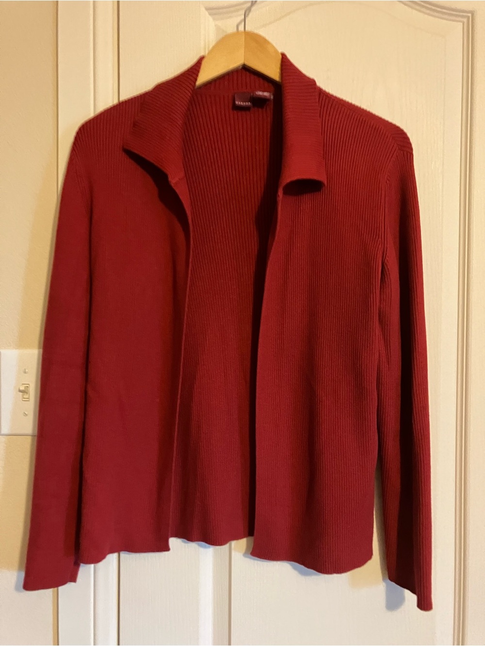 Merona Brick Red Open-Front Ribbed Cardigan